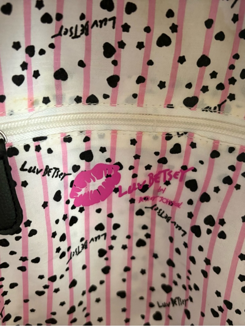 Betsey Johnson Sammy Butterfly Backpack Black White Blush Pink Stripes - Picture 7 of 7